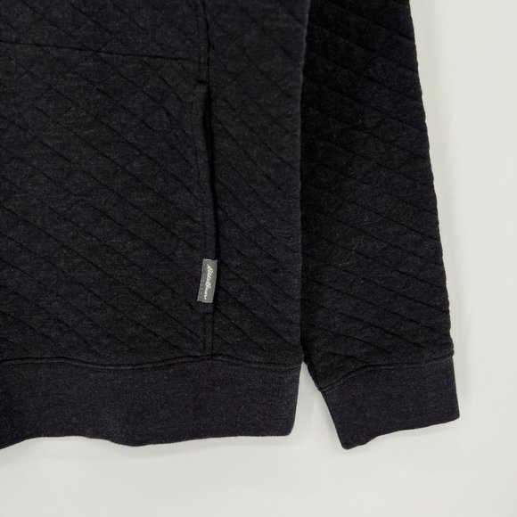 Eddie Bauer Quilted Quarter Snap Pullover Sweater Sweatshirt Grey Size Medium - Picture 2 of 9